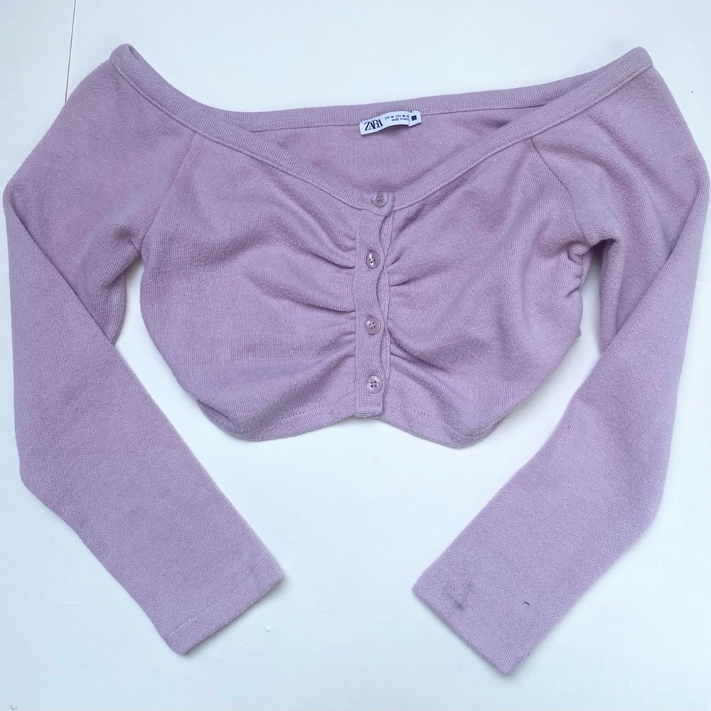 Zara Women's Lavender Off-Shoulder Top